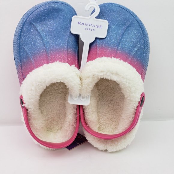 Rampage Girls Size 13/1 Fuchsia Pink Glitter Sparkle Lined Slip On Clog Shoes - Picture 4 of 14